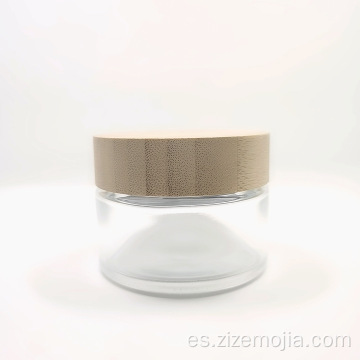 Tarro de crema redondo transparente con tapa de bambú de 50 g